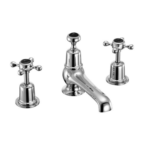 Burlington Claremont 3 Hole Thermostatic Basin Tap (Chrome & Black).