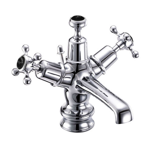 Burlington Claremont Basin Tap With Pop Up Waste (Chrome & Black).