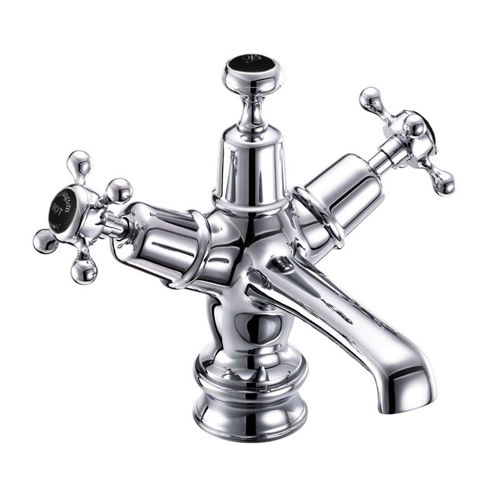 Burlington Claremont Basin Tap With Click Clack Waste (Chrome & Black).