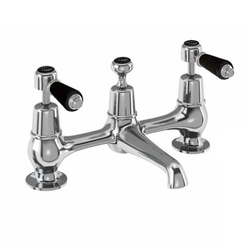 Burlington Kensington 2 Hole Basin Mixer Tap With Waste (Chrome & Black).