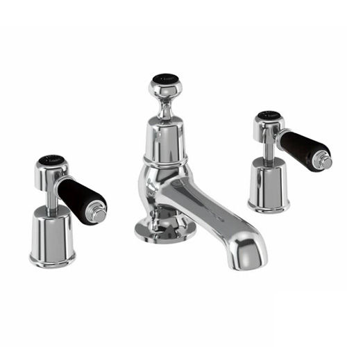 Burlington Kensington 3 Hole Basin Tap With Pop Up Waste (Chrome & Black).