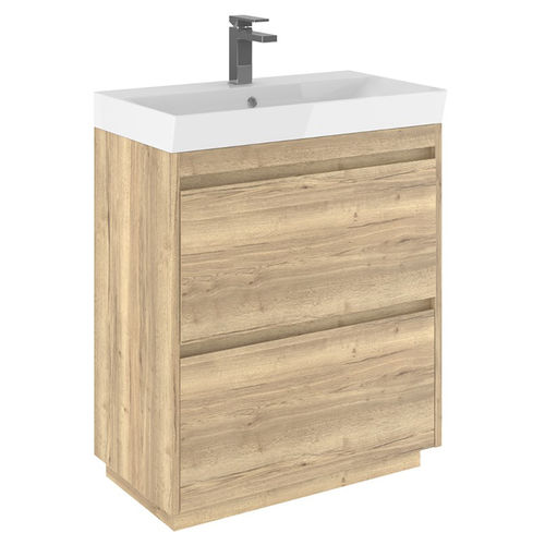 Crosswater Zion Vanity Unit With Ceramic Basin (700mm, Windsor Oak, 1TH)