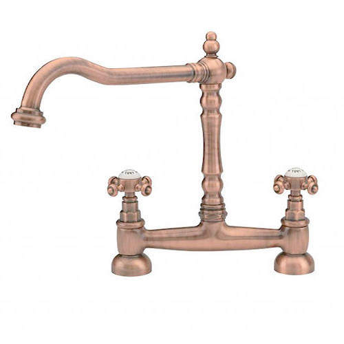 Hydra Lambeth Kitchen Tap With Crosshead Controls (Copper).