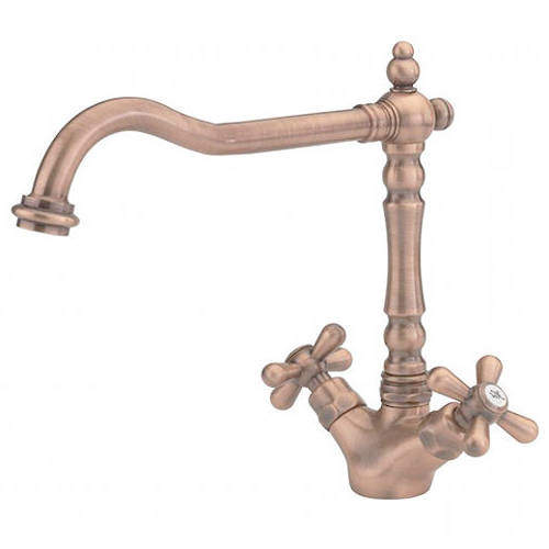 Hydra Slane Kitchen Tap With Crosshead Controls (Copper).