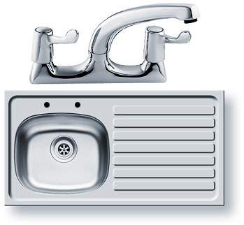 Pyramis Kitchen Sink, Waste & Tap. 940x490mm (Right Hand).