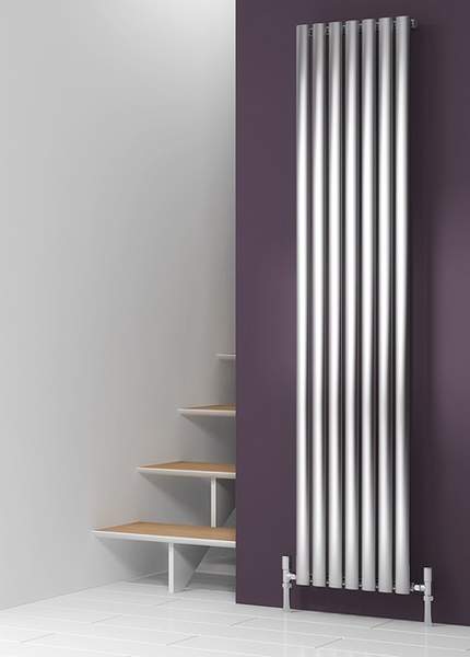 Reina Radiators Nerox Single Vertical Radiator (Brushed Steel). 295x1800.