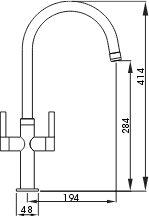 Technical image of Abode Linear Style Kitchen Tap With Swivel Spout (Brushed Nickel).