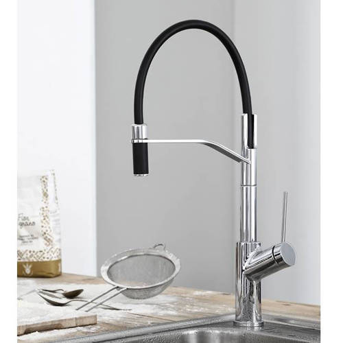 Example image of Abode Virtue Semi Professional Kitchen Tap (Chrome & Black).