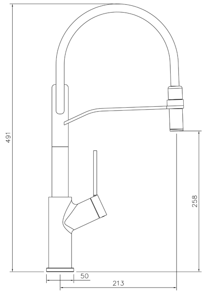 Technical image of Abode Virtue Semi Professional Kitchen Tap (Chrome & Black).