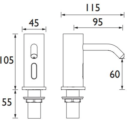 Technical image of Bristan Commercial Sensor Soap Dispenser (Antique Bronze).