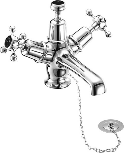 Larger image of Burlington Claremont Basin Tap With Plug & Chain Waste (Chrome & Black).