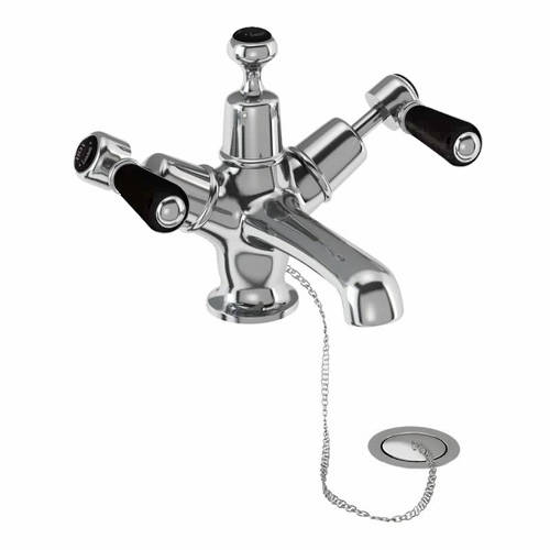 Larger image of Burlington Kensington Basin Tap With Plug & Chain Waste (Chrome & Black).