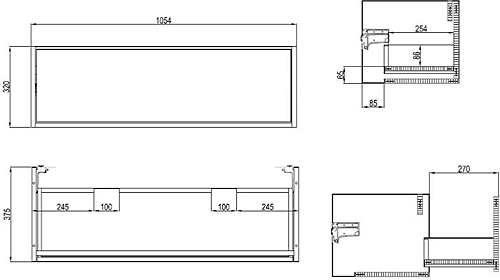 Technical image of Crosswater Arena Vanity Unit With Ceramic Basin (1000mm, Modern Oak, LH).