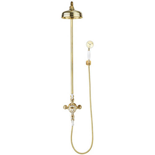 Larger image of Crosswater Belgravia Thermostatic 2 Outlet Shower Kit (Unlac Brass).