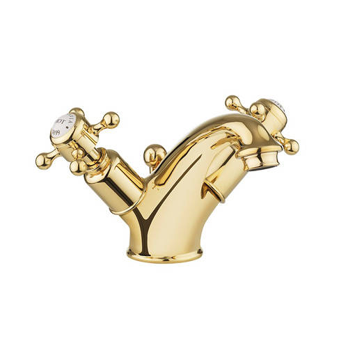 Larger image of Crosswater Belgravia Basin Mixer Tap With Waste (Crosshead, Unlac Brass).