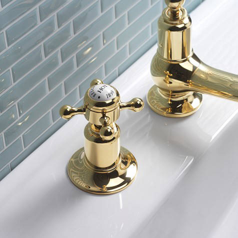 Example image of Crosswater Belgravia 3 Hole Basin Tap With Waste (Crosshead, Unlac Brass).