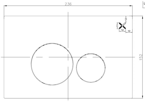 Technical image of Crosswater Central Flush Plate With Dual Buttons (Chrome).