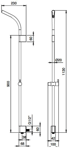 Technical image of Crosswater Svelte Premium Shower Kit 4 (Chrome).