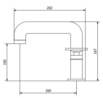 Technical image of Crosswater UNION Three Hole Deck Mounted Basin Mixer Tap (Brushed Brass).