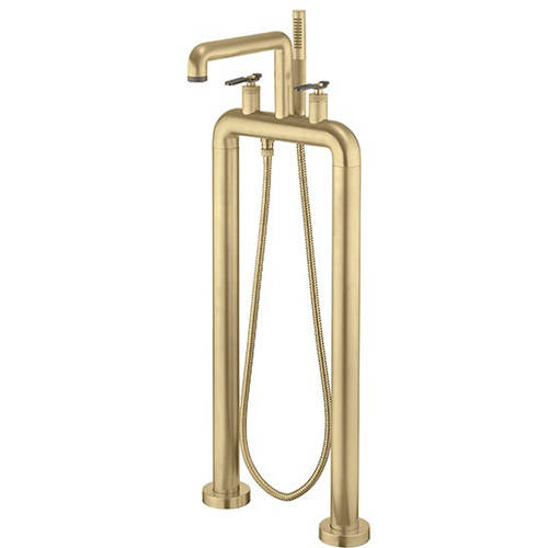 Larger image of Crosswater UNION Free Standing BSM Tap, Black Lever Handles (Brass).