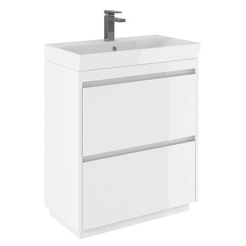 Larger image of Crosswater Zion Vanity Unit With Ceramic Basin (700mm, White Gloss, 1TH).