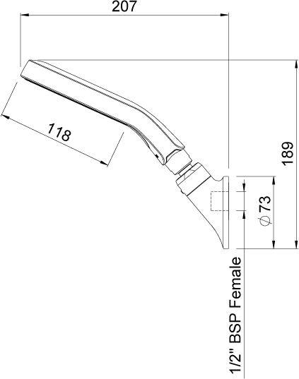 Technical image of Methven Aurajet Aio Wall Shower Head & Short Arm (Chrome & White).