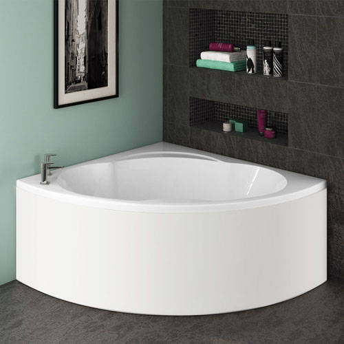 Example image of Hydrabath Laguna Corner Turbo Whirlpool Bath With 14 Jets & Panel, 1400x1400.