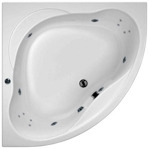 Larger image of Hydrabath Laguna Corner Whirlpool Bath With 14 Jets & Panel, 1450x1450mm.