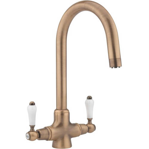 Larger image of Hydra Evie Pro Kitchen Tap With Twin Lever Controls (Copper).