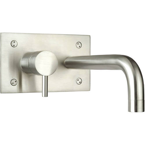 Larger image of JTP Inox Wall Mounted Basin Mixer Tap (225mm, Stainless Steel).