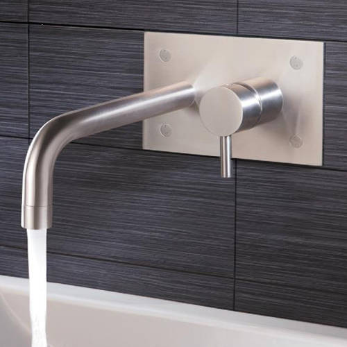 Example image of JTP Inox Wall Mounted Basin Mixer Tap (225mm, Stainless Steel).