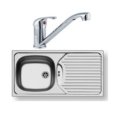 Larger image of Pyramis Kitchen Sink, Waste & Tap. 860x435mm (Reversible).