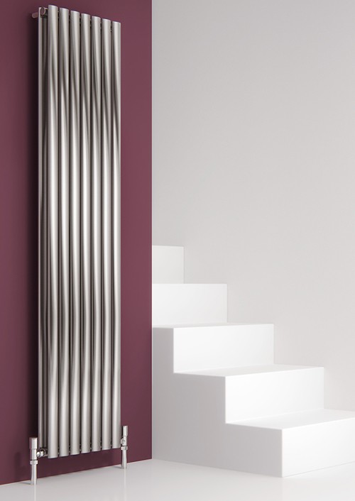 Larger image of Reina Radiators Nerox Double Vertical Radiator (Brushed Steel). 295x1800.