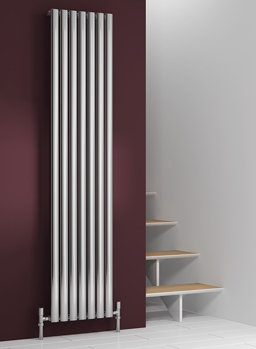 Larger image of Reina Radiators Nerox Single Radiator (Polished Stainless Steel). 413x1800.