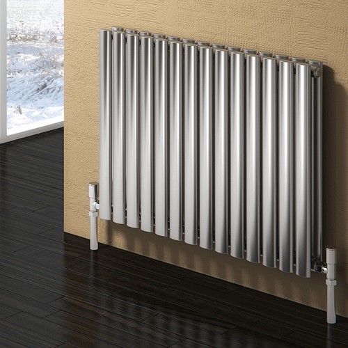 Larger image of Reina Radiators Nerox Double Radiator (Brushed Stainless Steel). 413x600.