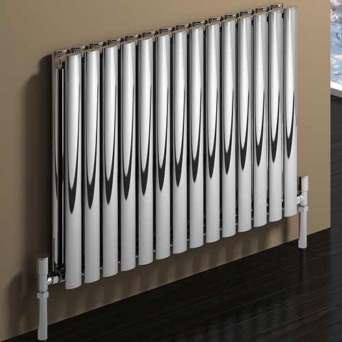 Larger image of Reina Radiators Nerox Double Radiator (Polished Stainless Steel). 590x600.