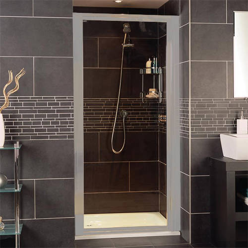 Larger image of Roman Collage Pivot Shower Door (800x1830mm, White).