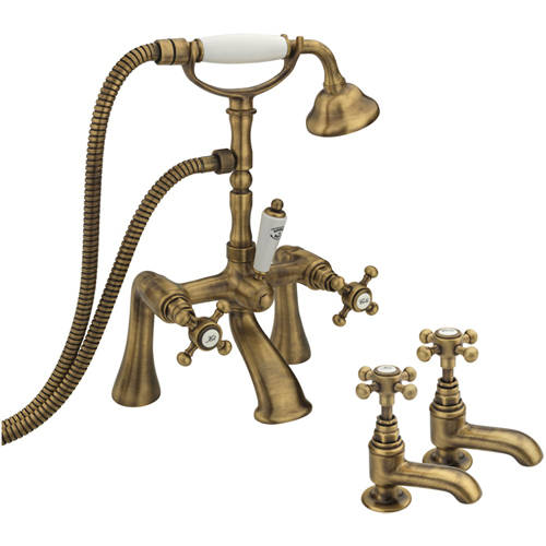 Larger image of Tre Mercati Allora Basin & Bath Shower Mixer Tap Pack (Bronze).