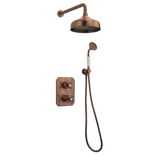Larger image of Tre Mercati Allora Thermostatic Shower Kit With Diverter (Copper).
