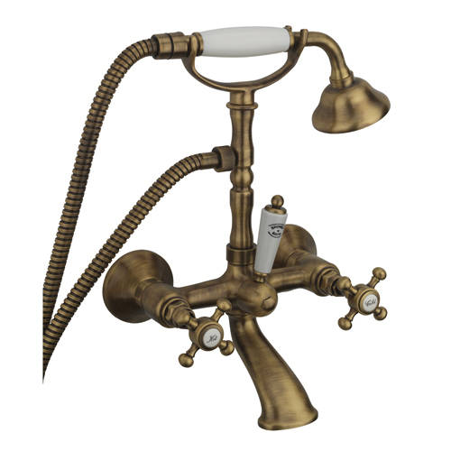 Larger image of Tre Mercati Allora Wall Mounted Bath Shower Mixer Tap & Kit (Bronze).