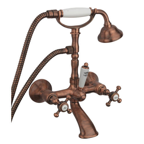 Larger image of Tre Mercati Allora Wall Mounted Bath Shower Mixer Tap & Kit (Copper).