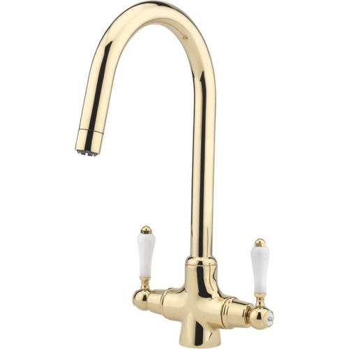 Larger image of Tre Mercati Kitchen Little Venice Kitchen Tap With Swivel Spout (Gold).
