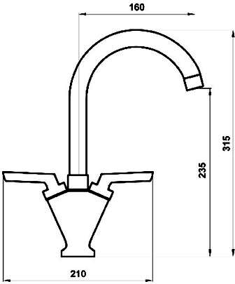 Technical image of Tre Mercati Kitchen Relay Kitchen Tap (Chrome).