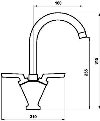 Technical image of Tre Mercati Kitchen Relay Kitchen Tap (Brushed Nickel).