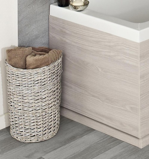 Larger image of Hudson Reed Horizon 800mm End Bath Panel & Plinth (White Sawn Oak).